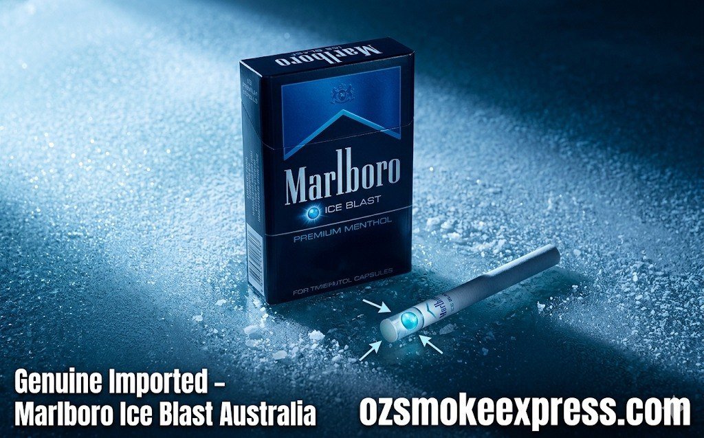 Marlboro Ice Blast Australia – genuine imported menthol capsule cigarette available at Oz Smoke Express