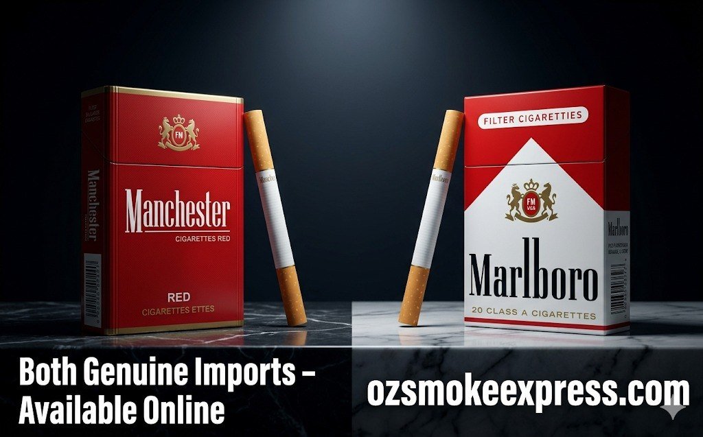 Manchester vs Marlboro cigarettes Australia – side by side genuine imported comparison Oz Smoke Express
