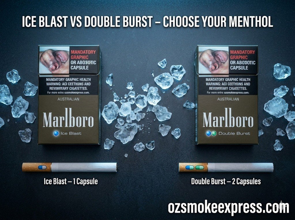 Marlboro Ice Blast vs Marlboro Double Burst Australia – menthol capsule comparison Oz Smoke Express