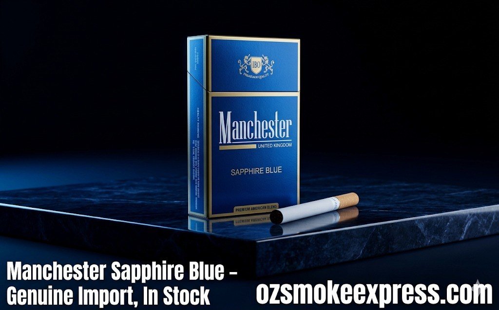 Manchester Sapphire Blue Australia – genuine imported medium-light variant at Oz Smoke Express