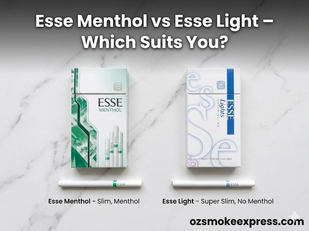 Esse Menthol vs Esse Light Super Slims Australia – comparison genuine Korean imports Oz Smoke Express